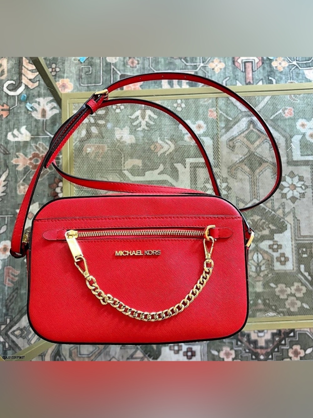 Michael Kors Jet Set Travel Saffiano Leather Crossbody Bag Red